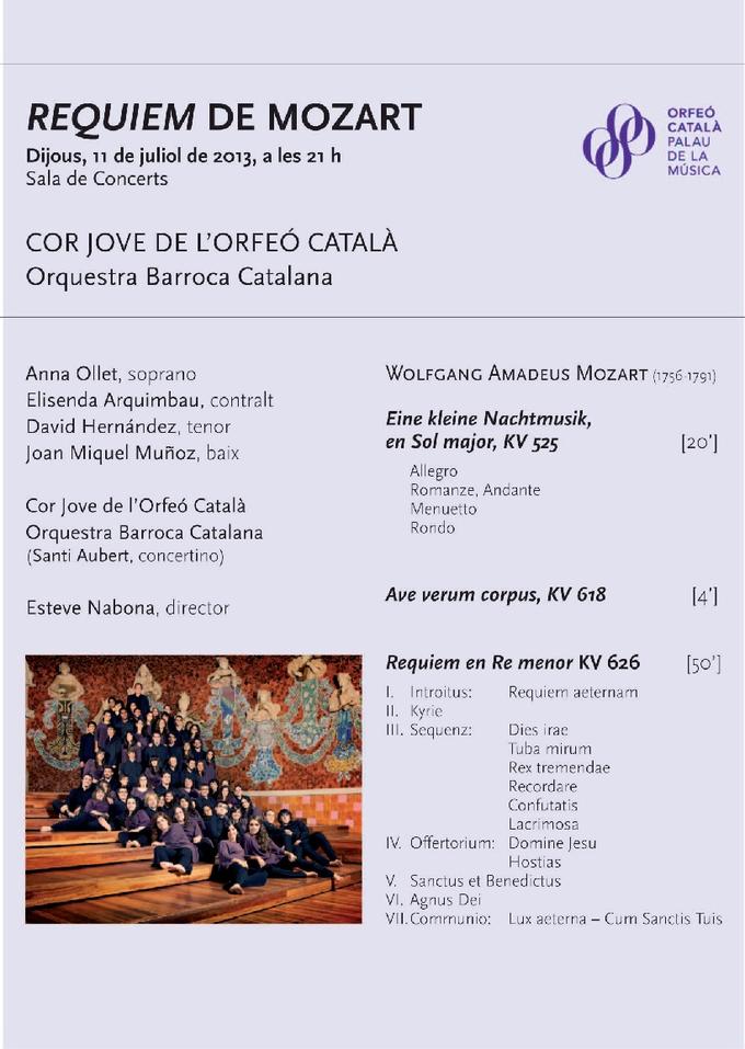 Programa Requiem de Mozart