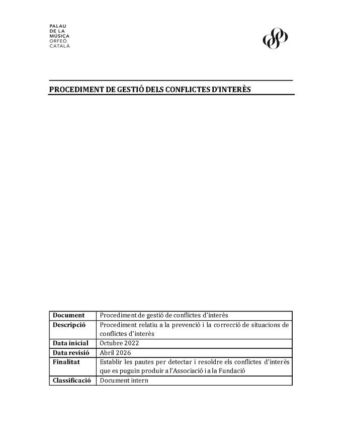 Procediment de gestió dels conflictes d'interès