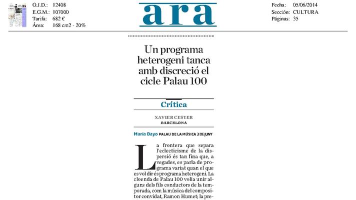 un programa heterogéneo cierra con discreción ciclo Palau 100