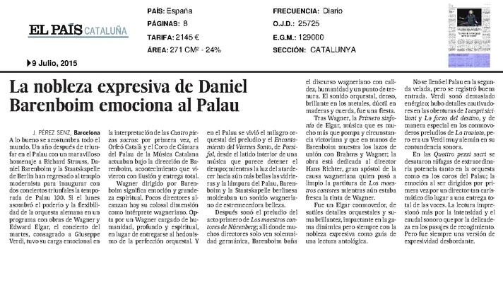 La nobleza expresiva de Daniel Barenboim emociona al Palau