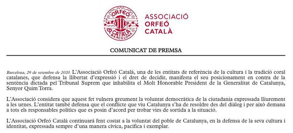 Comunicat sentència MHP Quim Torra